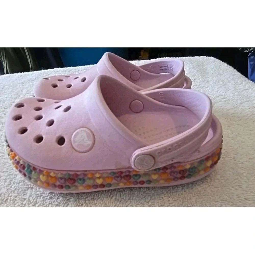Crocs 8 C‎ Pink Slipon With Studs